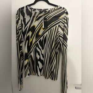 AFRM Zebra Print Black and White long sleeve mesh top